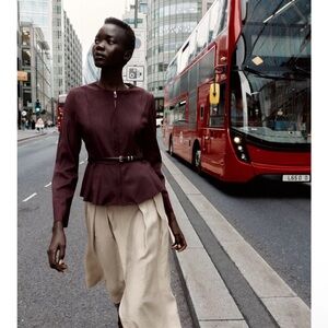 Zara Purple Belted Jacket runs small